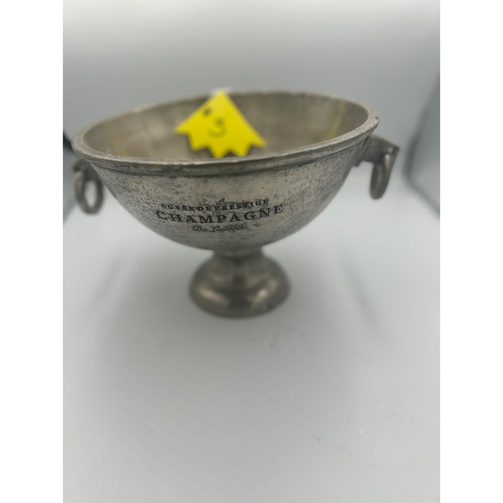 Vintage Champagne Bucket Duc de Lavoie Pedestal Chiller Silver Tone Handle #3